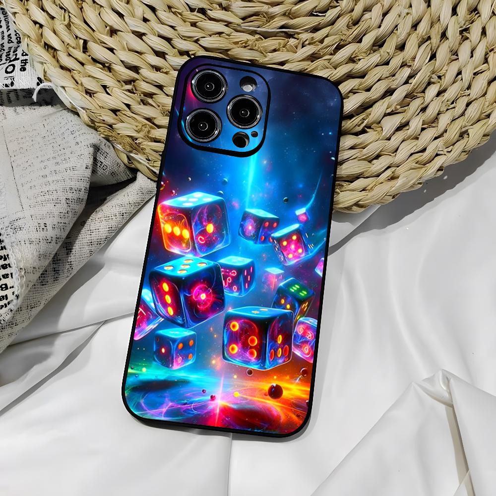 Dice Poker Casino Phone Case for iphone 16 15 Pro 14 13 Mini 11 12 Max Xr X Xs 7 8 Plus Black soft shell Cover