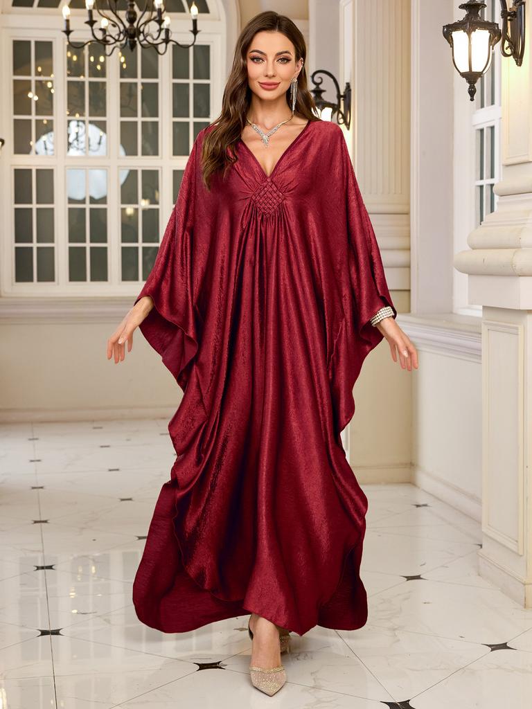 Polyester Gold Fake Loose Large Size Long Dress Beach Jacket Dress Long Dress