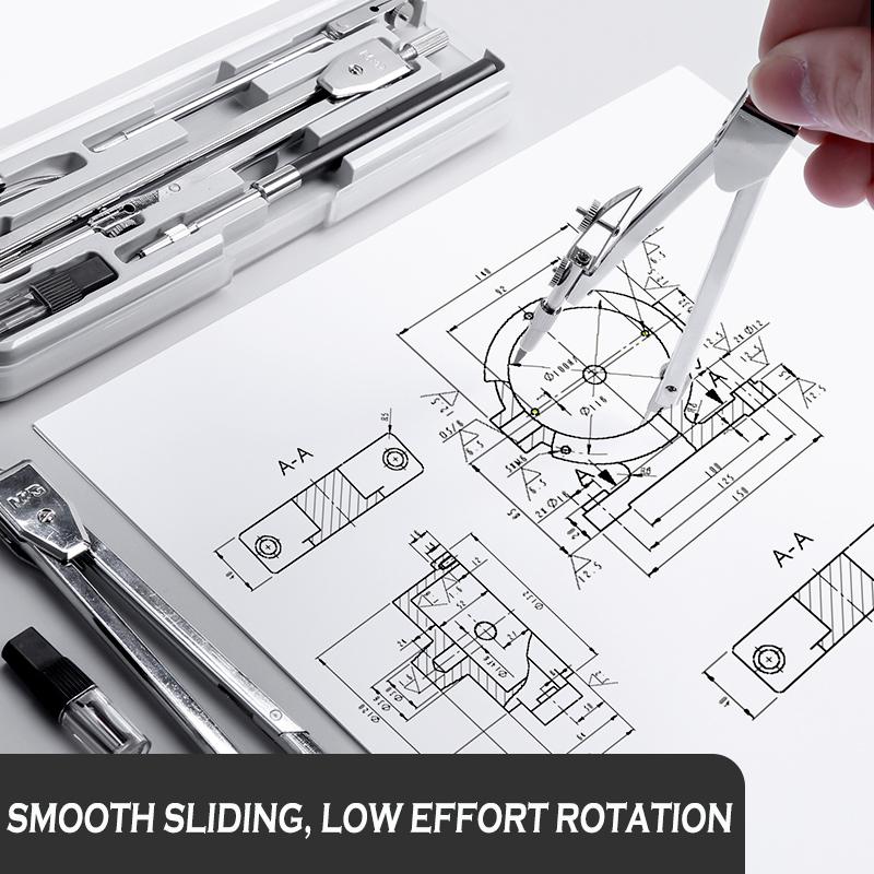 Wysokoprecyzyjny Profesjonalny Kompas Metalowy Kolekcja do Rysowania z Zapasowymi Ołówkami Grafitowymi Kompas Szkolny Kolekcja do Rysowania