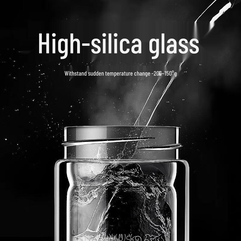 Tazza da tè in vetro borosilicato a doppia parete isolata
