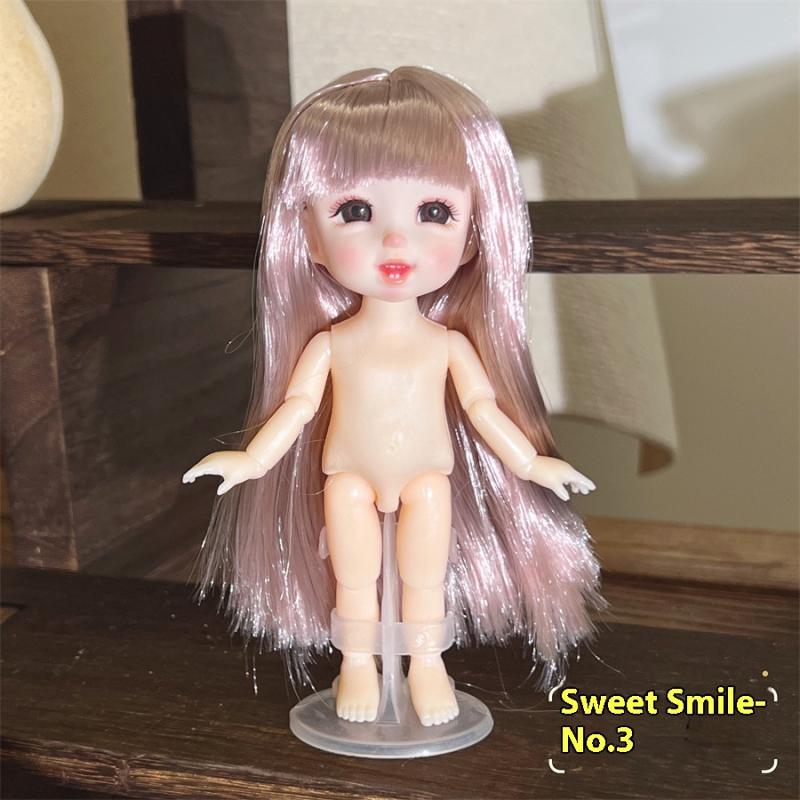 1 Set Cute 1/8 Doll 3D Real Eye 13 Joint Movable Cute 16-17Cm Doll With Different Expressions Girl Toy