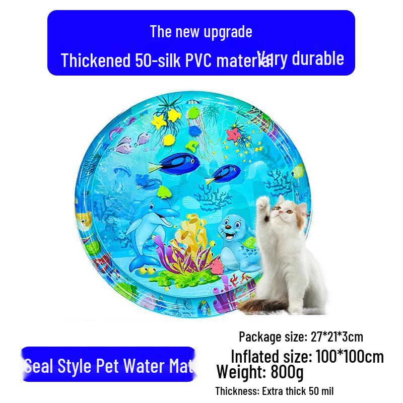Cartoon Round Inflatable PVC Ice Pad for Cats & Dogs - Scratch-Resistant, Water-Injectable & Thickened
