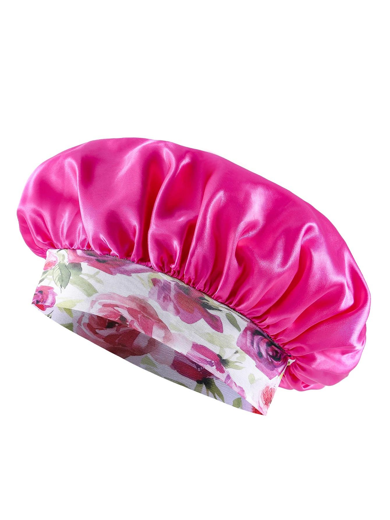 Bonnet de mode pour femme Chapeau de nuit imprimé floral avec large bord Élastique Soie Lisse Satin Visage Pour le quotidien la maison Chapeau de nuit