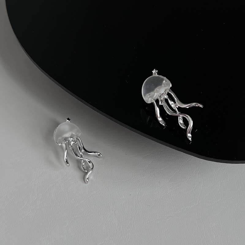 Gothic Silver Color Jellyfish Pendant Necklace for Women Y2K Aesthetic Tassel Link Chain Choker Necklace Party Fashion Jewelry