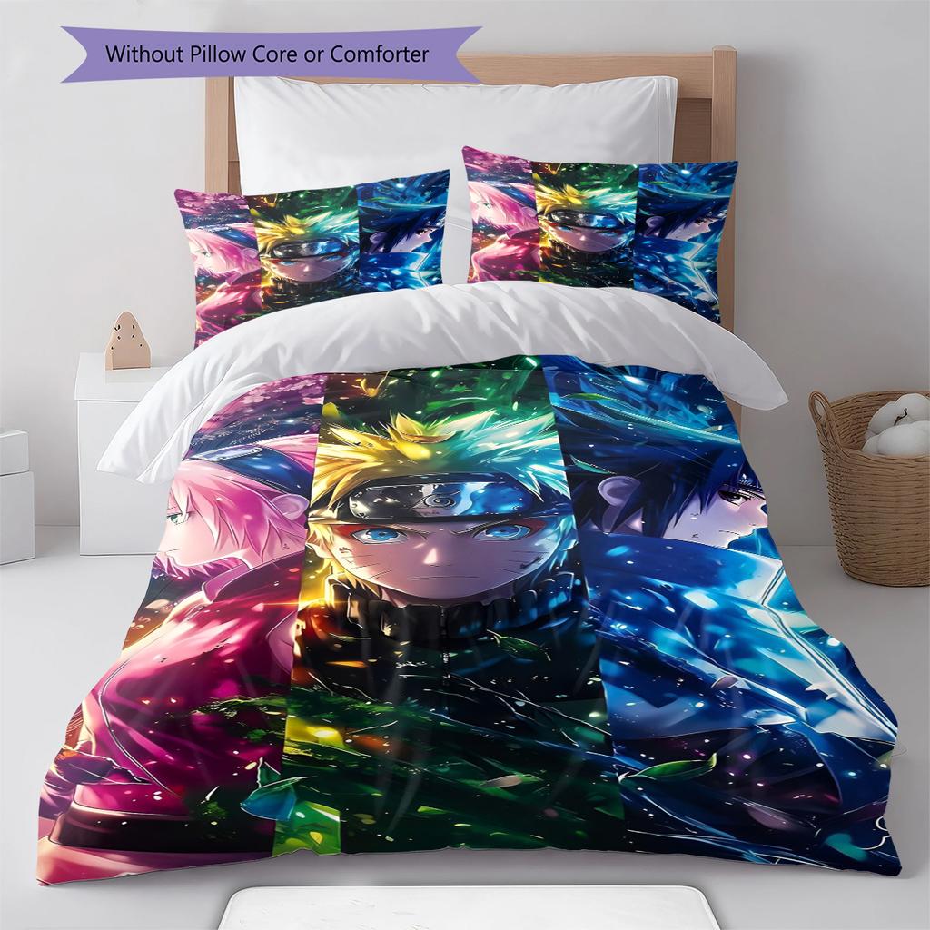 Cartoon Pattern Bedding Quilt Set Quilt Cover Pillowcase Home Decoration Birthday Gift (1 * duvet cover + 2 * pillowcase, without core)