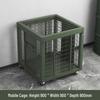 Large Army Green Heavy-Duty Mobile Mesh Storage Cage with Wheels