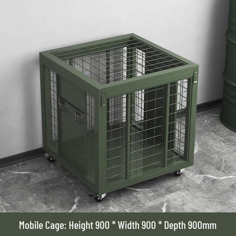 Large Army Green Heavy-Duty Mobile Mesh Storage Cage with Wheels