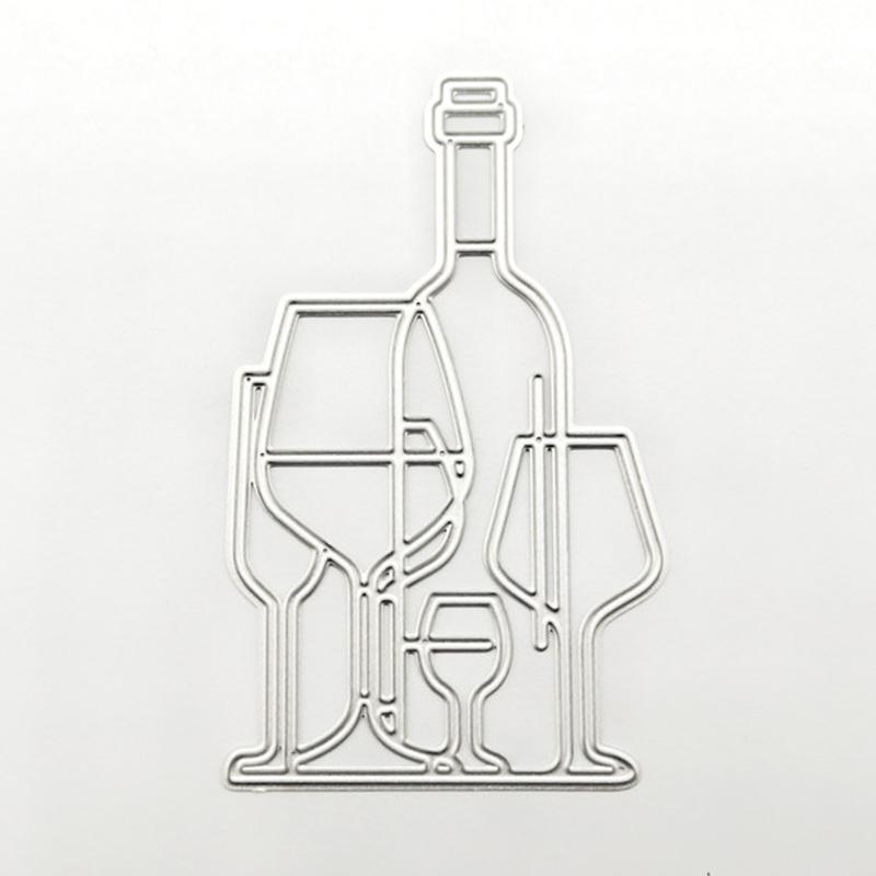 Wine Bottle Die Cut Metal Embossing Stencils Carbon Steel Cutting Dies for Card Making Scrapbooking Art Craft Project