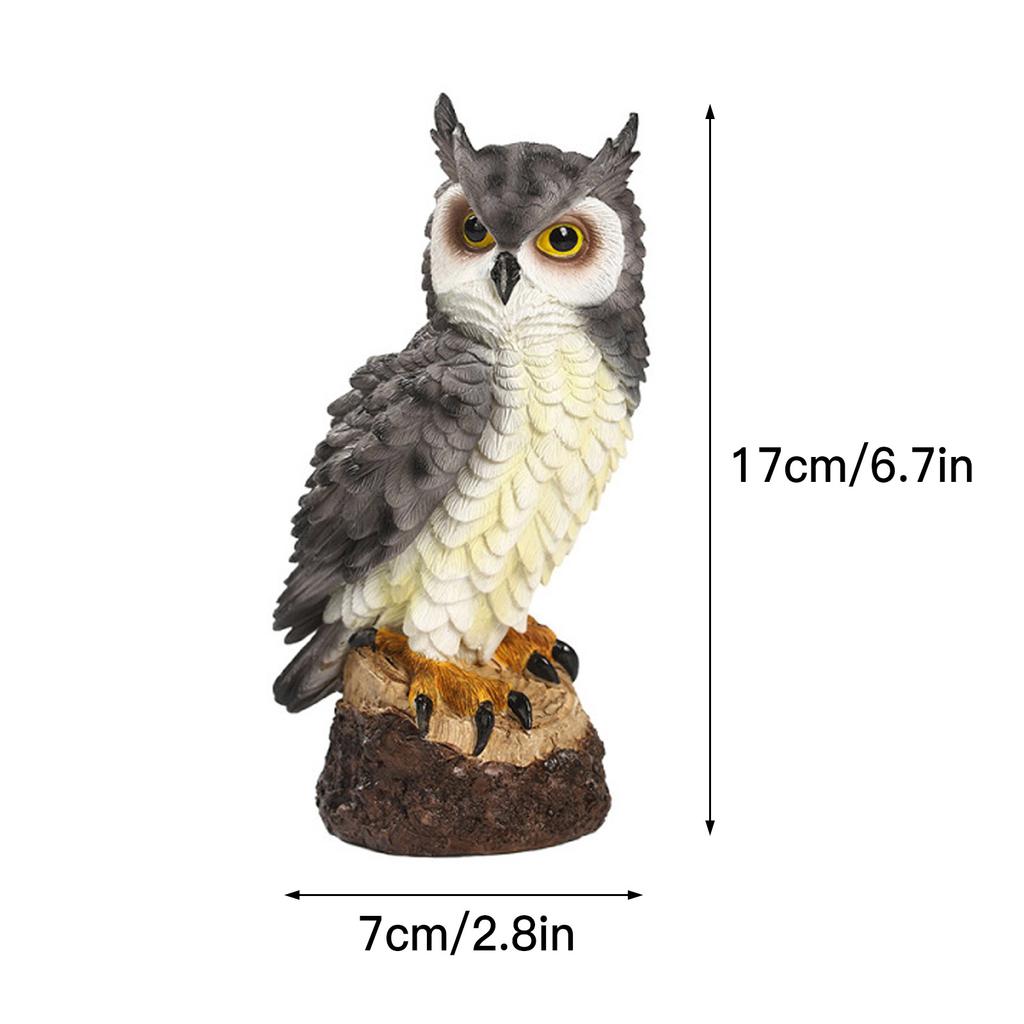 Owl Ornament Exquisite Owl Figurine for Outdoor Courtyard Garden Indoor Home Decoration Gray