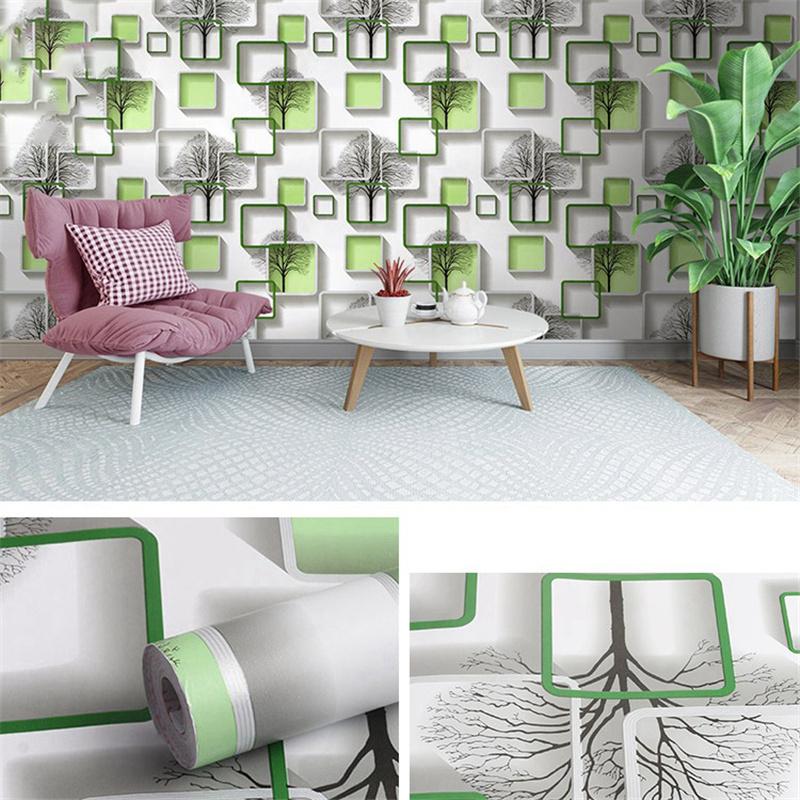 10m/20m PVC Thickened Geometric Grid Tree Background Self-adhesive Wallpaper Renovation Stickers Hotel Home Decor