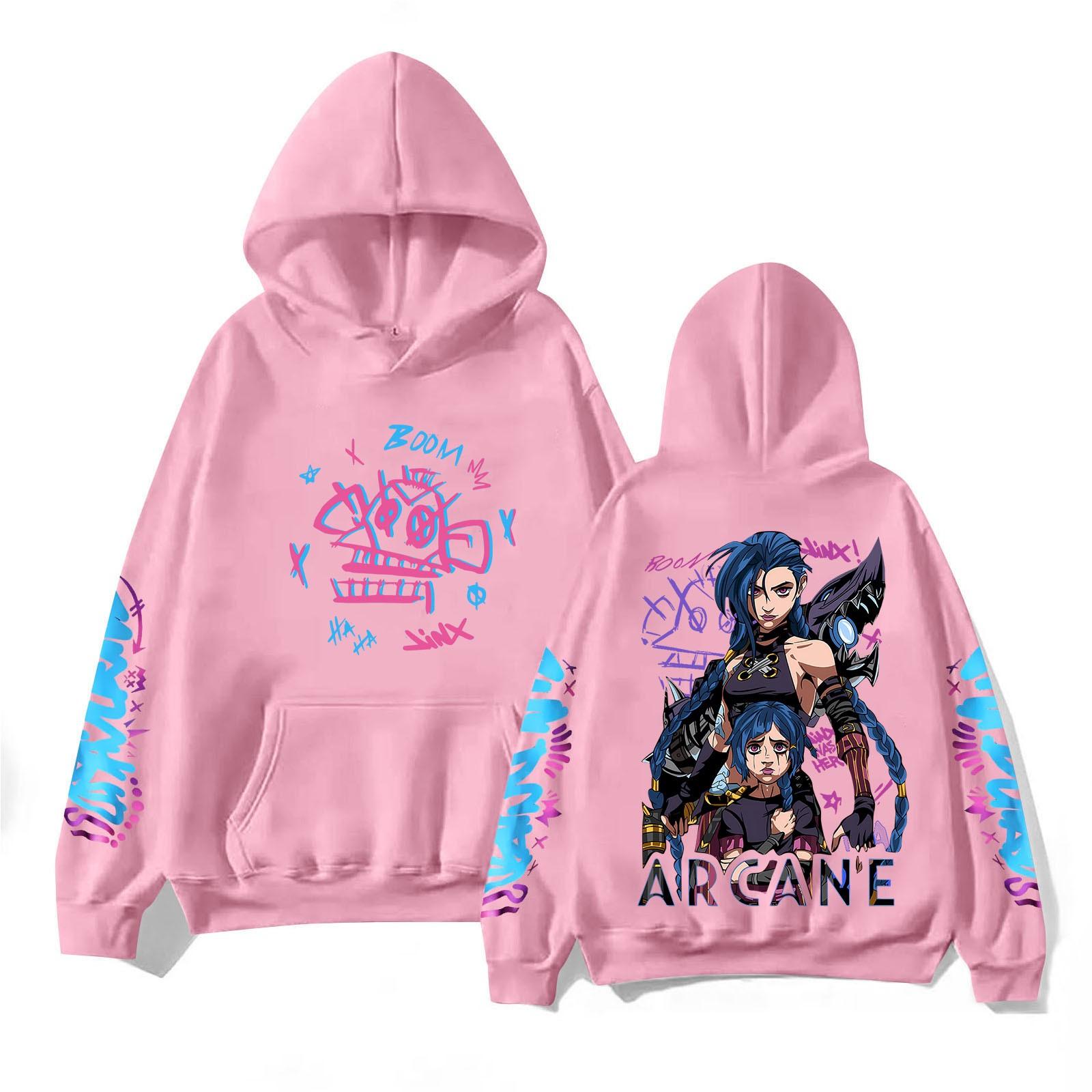 

Женская мода O-образный вырез с длинным рукавом и принтом, толстовка с капюшоном S розовый