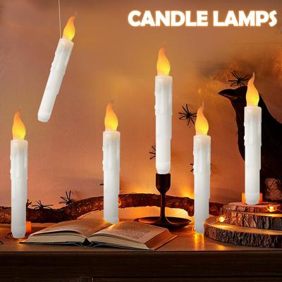 Candele LED coniche di Halloween Candele senza fiamma con bacchetta magica Luce calda tremolante Telecomando Decorazione per feste di Natale