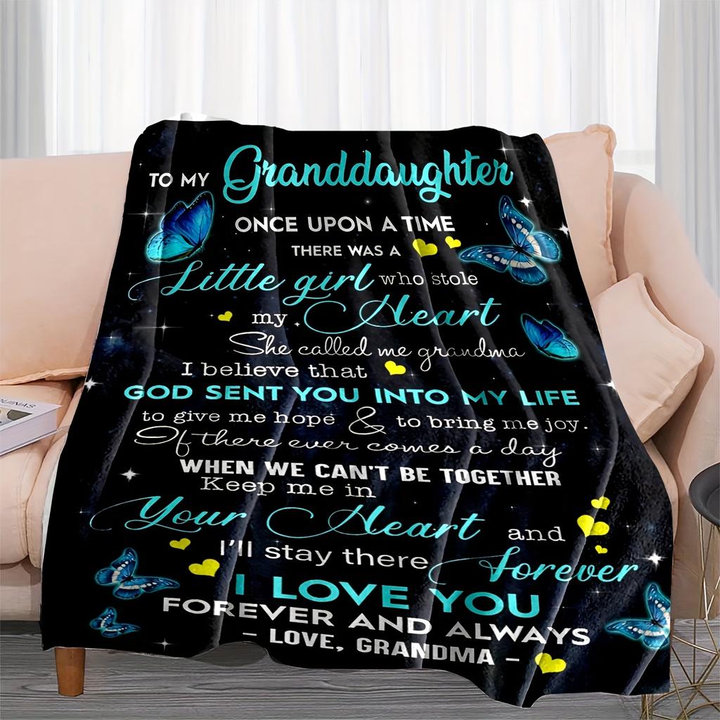 1 piece butterfly pattern envelope printed flannel blanket for my granddaughter grandma blanket, soft blanket nap blanket sofa b