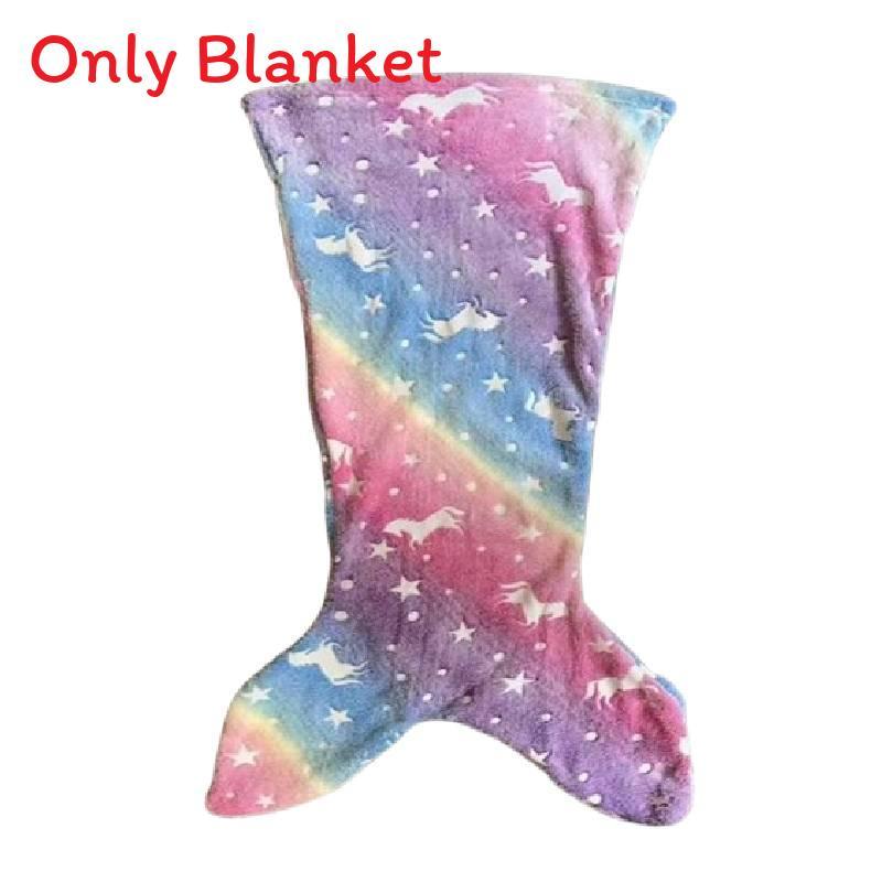 Glow In The Dark Modern Fleece Blanket For Kids With Cartoon Mermaid Stars And Sleepytime Warmth