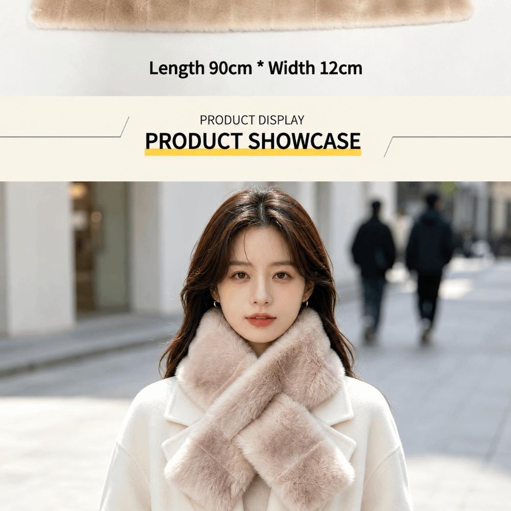 Soft Plush Cross Scarf Furry Winter Collar Scarf Korean Style Neck Scarf Women Girl