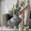 Oil Painting Painted Ceramic Vase Table Decoration Artificial Flower Decorative Flowers Arrangement Room Aesthetic Decor
