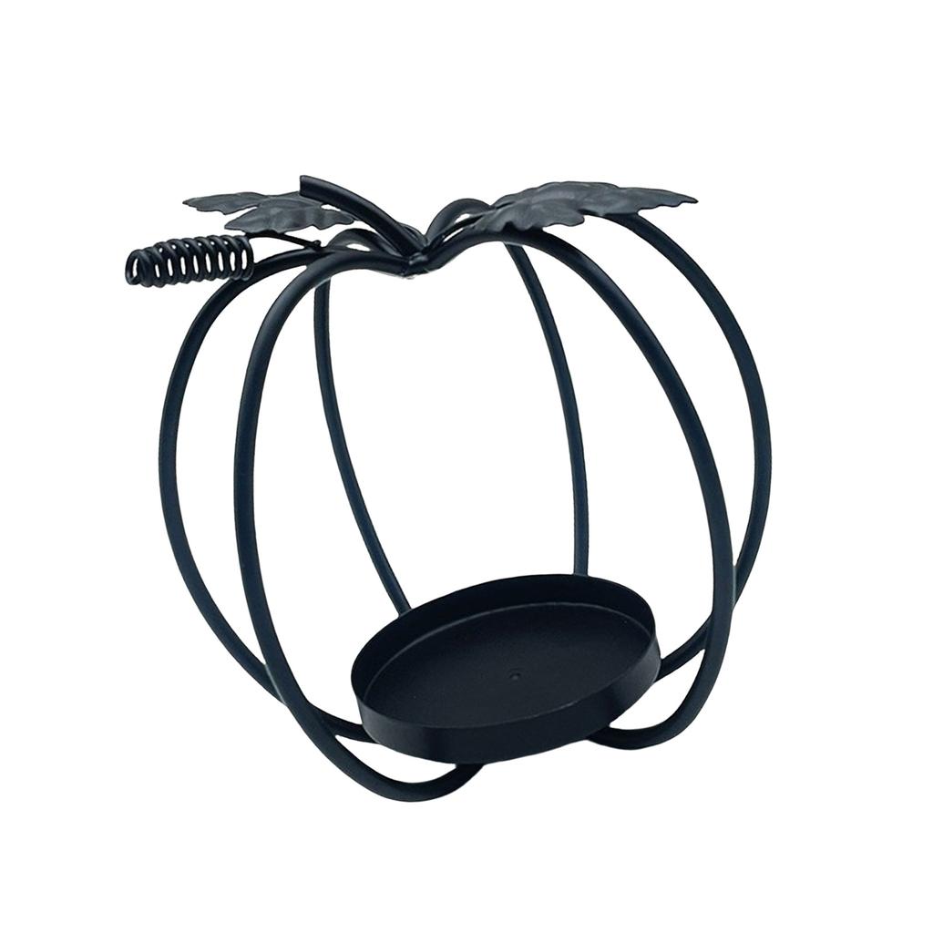 Festival Wrought Iron Hollow Pumpkin Tealight Candle Holder Halloween Metal Candlestick for Home and Restaurant Decors