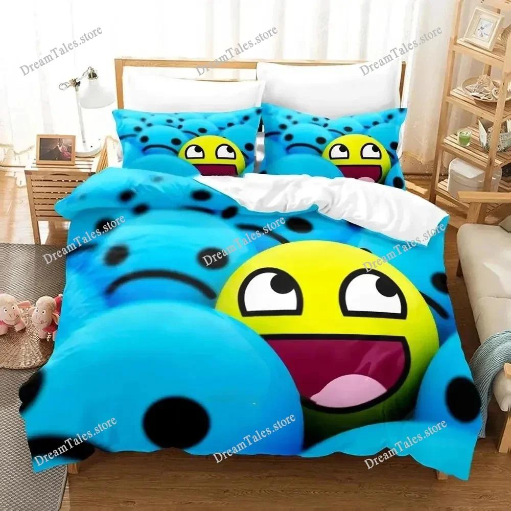 Cartoon Smiley Bedding Set Duvet Cover Bed Set Quilt Cover Pillowcase Comforter King Queen Size Boys Adult Bedding Set