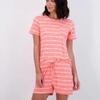 Womens Sleepwear Set With Short Sleeve Top And Shorts For Home And Lounge