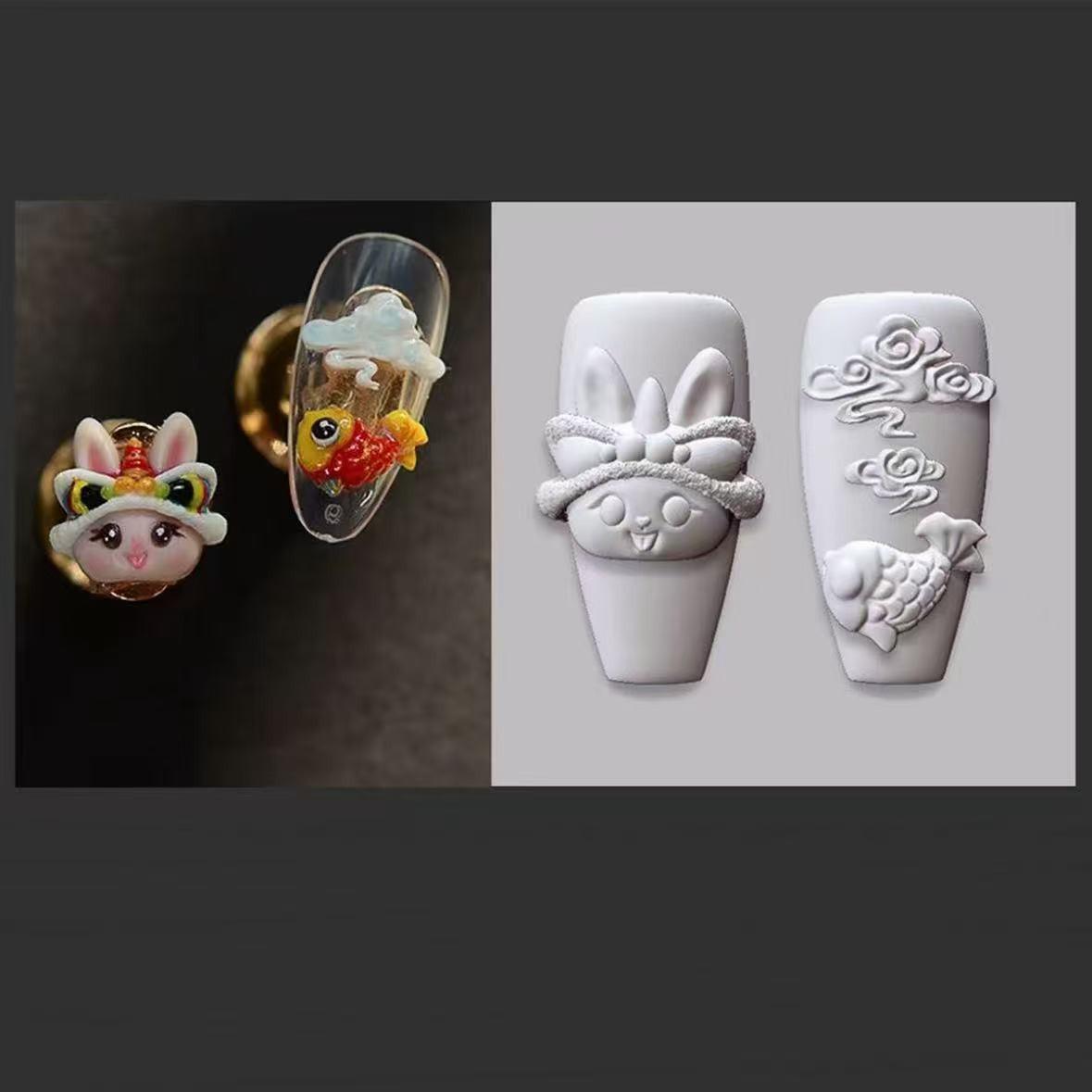 Exquisite Rabbit with Fish Nail Art Mold - High-Transparency Decoration