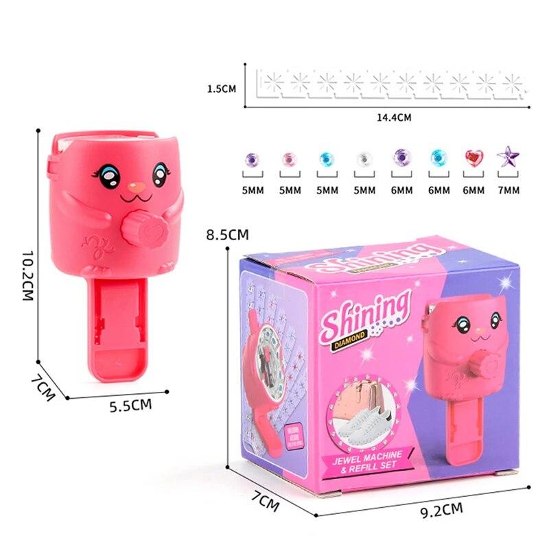 Blingbling Girls Hair Styling Toys with 120pcs Plastic Diamond Jewel Stapler Machine Toy DIY Shining Diamond Stapler for Girls