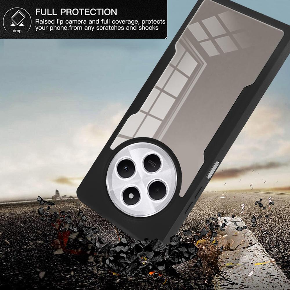 Phone Case For Xiaomi Redmi 14C 4G/14R 5G/A4 5G/Poco C75 4G,Acrylic+TPU Clear Cover with PET Screen Film