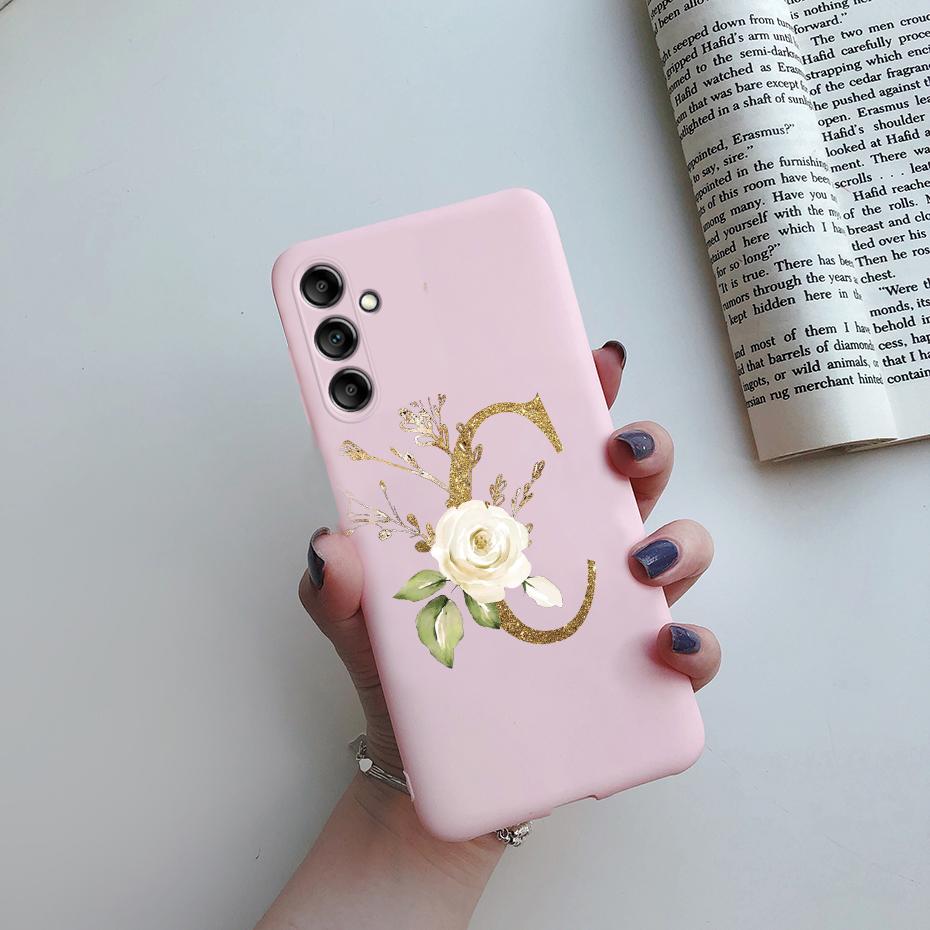 For Samsung Galaxy A24 4G Fashion Case Pink Black Matte Silicone Letters Phone Case For Samsung A24 A 24 4G SM-A245F Back Cover