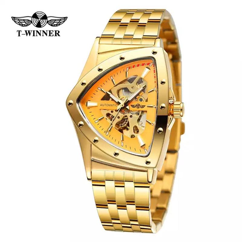 Winner Style Men'S Fashion Casual Hollow Triangle, Automatic Mechanical Watch
