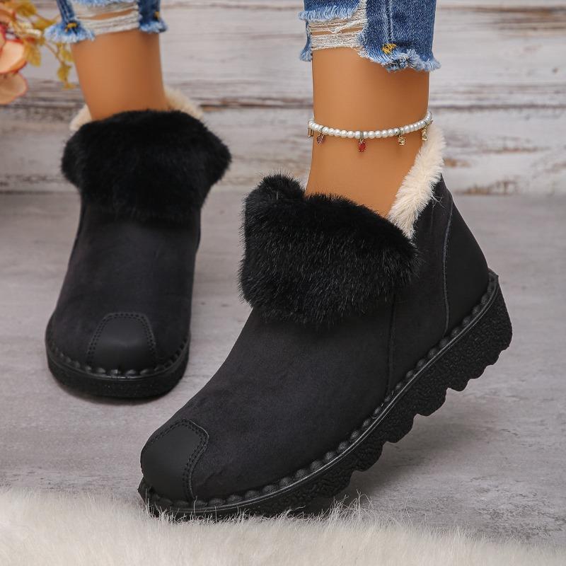 Large size thick-soled fluffy snow boots for women, new winter plush thickened warm snow boots for women