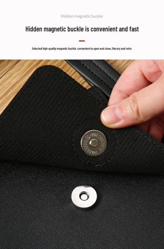A4 Leather Business Document Briefcase - Large Capacity Custom Bag