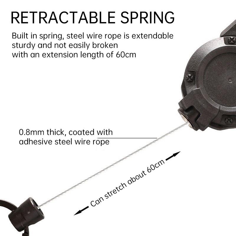 Adjustable Key Chain Adopts Steel Wire Rope Anti-fall Easy To Pull Buckle Elastic Hook Type Telescopic Buckle To Prevent Loss