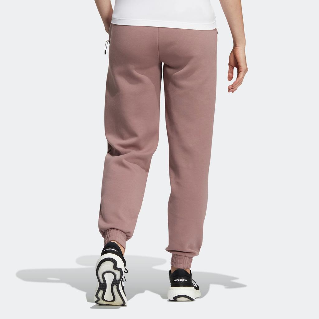 Adidas Solid Color Logo Print Drawstring Cuffed Sports Pants Women Bottoms Pink HZ7065