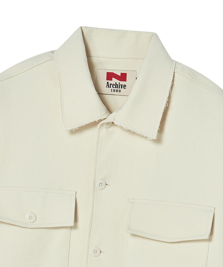 Beyond Closet [Collection Line] Cut Collar Tailored Cotton Jacket Ivory