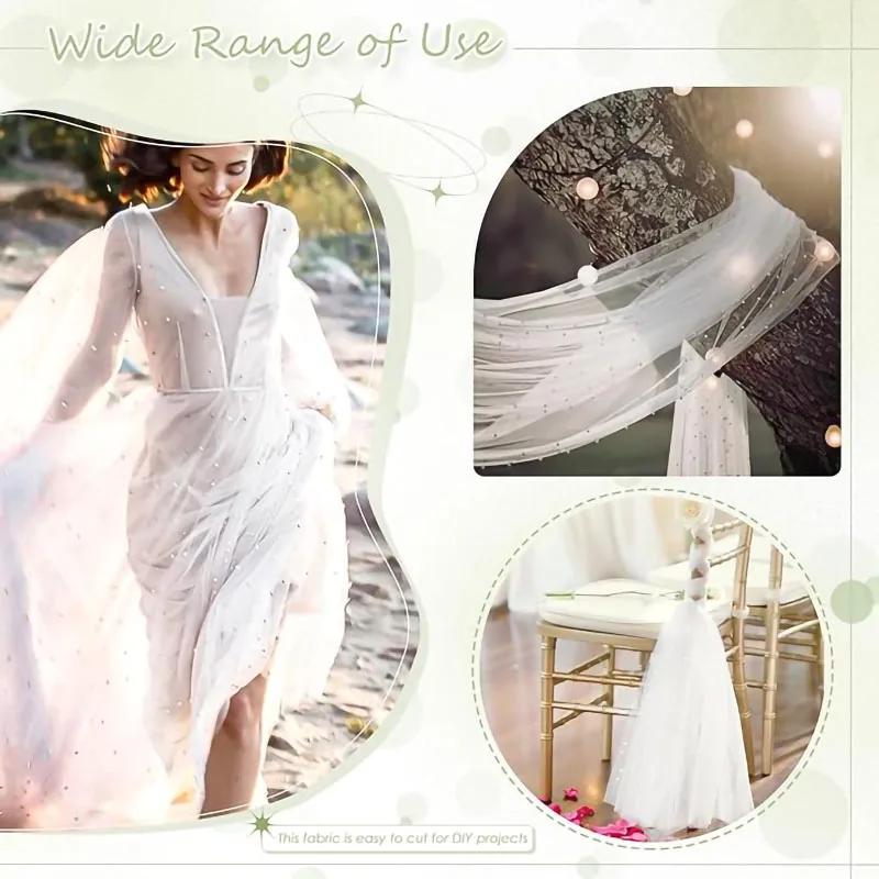 White Pearl Tulle Tablecloth Tulle Table Runner  White Tablecloth Wedding Veil Fabrics for Wedding Arch Dessert Table Decoration