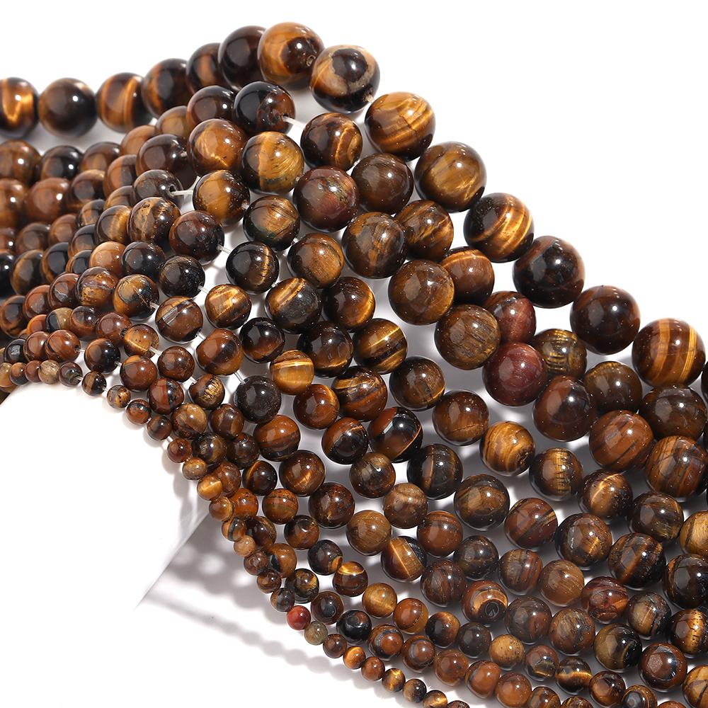 1 Strand 4 6 8 10 12 14mm Natural Yellow Tiger Eye Stone Beads Smooth Round Loose Beads For Jewelry Making DIY Necklace Bracelet