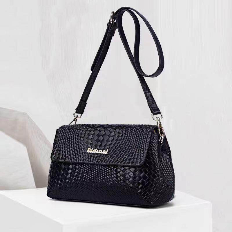 genuine leather women s shoulder crossbody bag with fashionable woven pattern cowhide bag