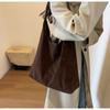 New Autumn and Winter Vintage Women's Bag Fashion Large Capacity Suede Shoulder Bag Simple with Button Versatile Bucket Bag