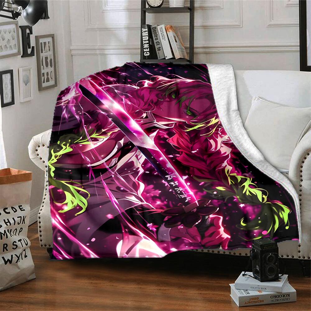 1pc Mitsuri Kanroji Blanket, Gift, for Men and Women, Soft Blanket, Good for Sofa Bed Couch Travel, Lightweight Flannel Blanket