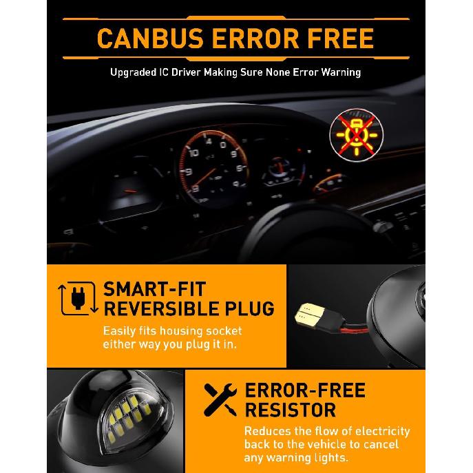 LESAUCE LED License Plate Lights Tag Lights for Ford F150 F250 F350 Super Duty Ranger Pickup Explorer Bronco Excursion Expedition Rear Bumper Bright