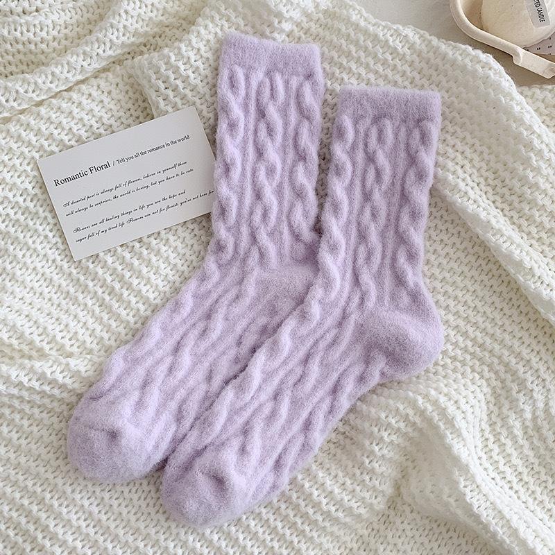 Women's Thickened Fleece Lined Socks, Autumn Winter Warm Fluffy Floor Socks, Cozy Plush Sleeping Home Socks