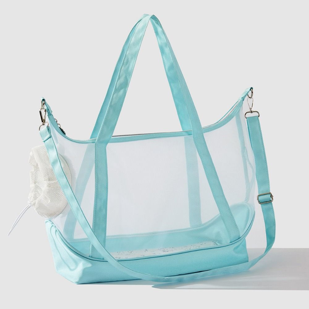 Breathable Mesh Cat Carrier Large Space Adjustable Portable Pet Shoulder Bag Two Holes with Handle Cat Transport Handbag