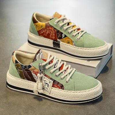 Zapatillas de Lona de Caña Baja de Moda Tendencia Verano para Hombre Zapatillas con Plataforma Transpirables Cómodas Zapatos Casuales para hombres