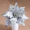 Festive Poinsettia Glitter Artificial Flowers Christmas Tree Decoration