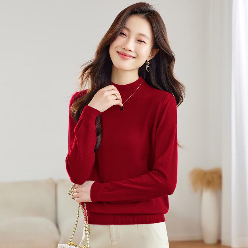 SNOWFLYING Women s Mock Neck Long Sleeve Knit Top S