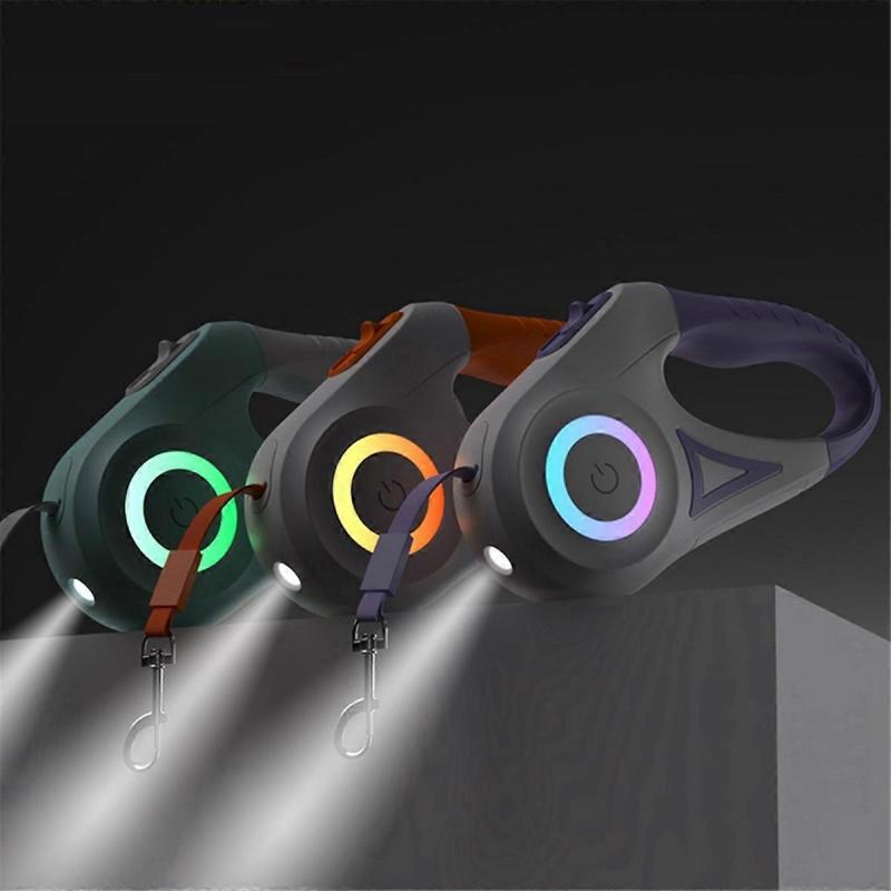 5M Retractable Dog Leash with LED Flashlight, DurableNylon Lead, Adjustable Control for Pet Walking