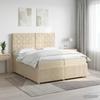 Box Spring Bed with Mattress Cream 200 X 200 Cm Fabric