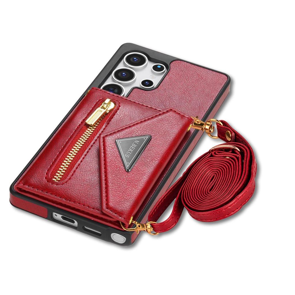 Samsung S24ultra S23 A53 Crossbody Card Holder Phone Case with Zipper Pocket and Lanyard