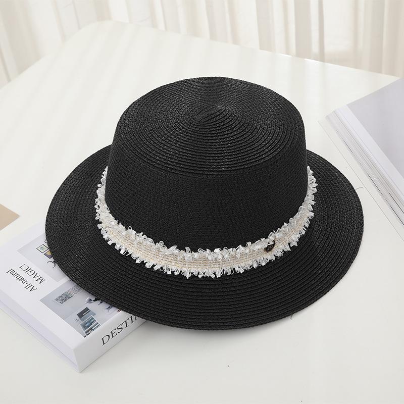 New Women's Summer UV Protection Sweet Ribbon Seaside Vacation Sunshade Bucket Hat Bow Large Brim Straw Hat