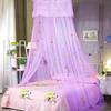 Elegant Lace Bed Canopy Mosquito Net Hung Dome Mesh Canopy Princess Round Dome Bedding Net for Camping Bedroom Bed Mosquito Net
