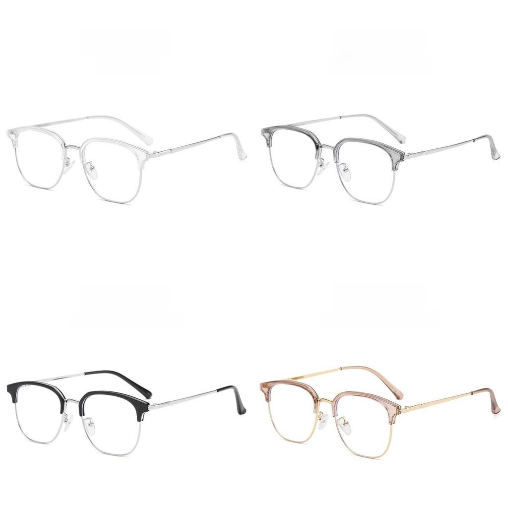 Business Style Half Frame Blue Light Blocking Glasses For Men Women With Pc Lenses For Casual Wear